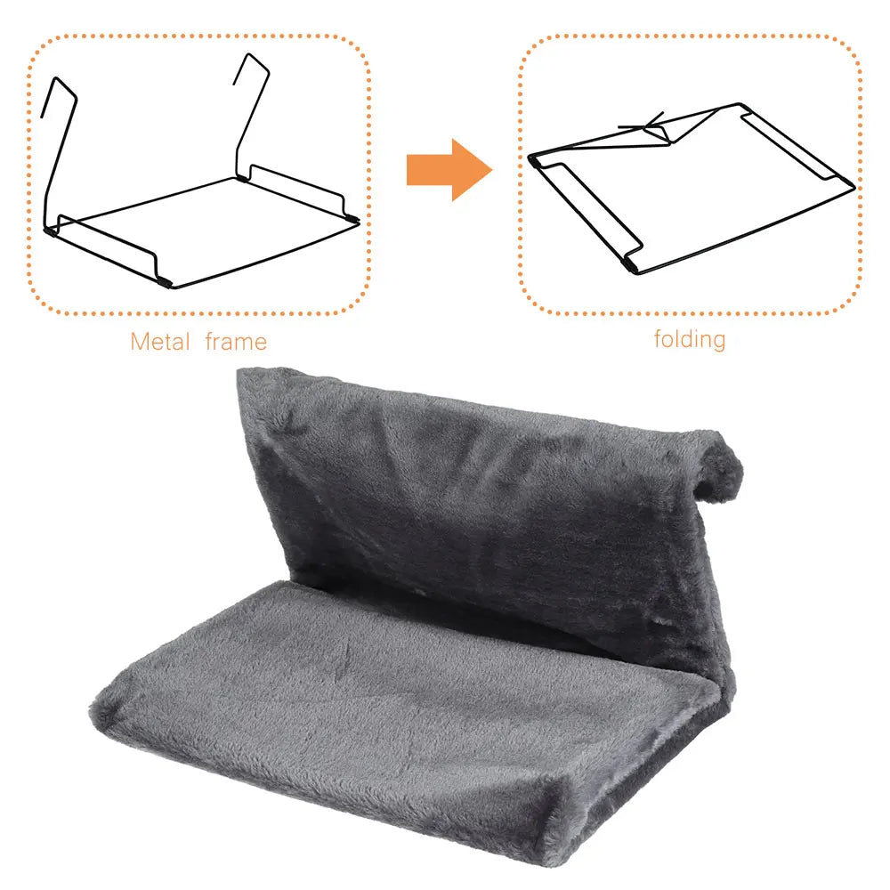 Cat Hanging Radiator Bed – Warm Fleece Basket Hammock with Metal Frame