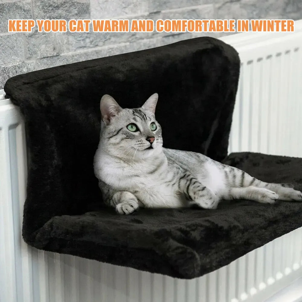 Cat Hanging Radiator Bed – Warm Fleece Basket Hammock with Metal Frame