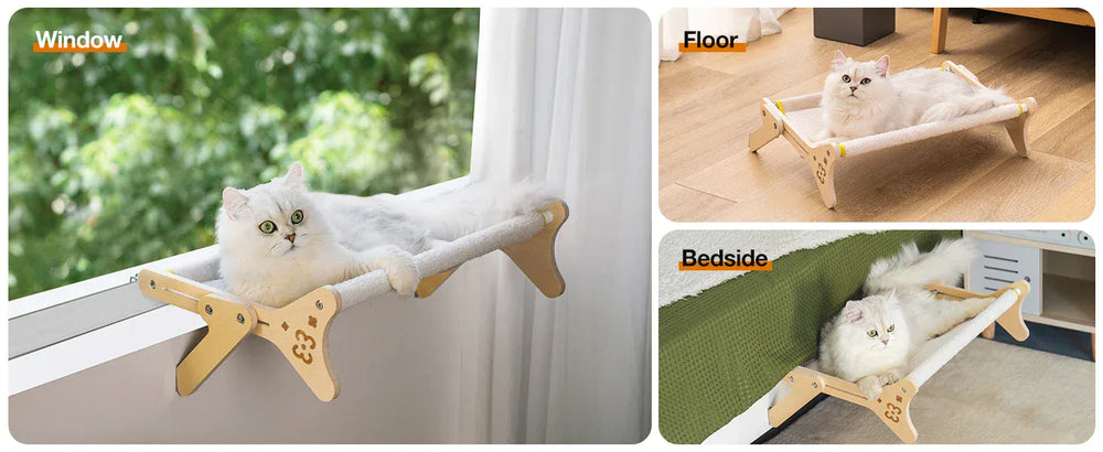 Cat Window Perch 2-in-1 - Adjustable Hammock Bed for Indoor Cats 40lb Capacity