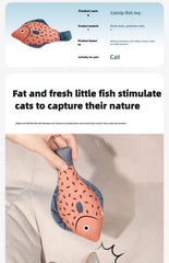 Catnip Fish Toy for Cats – Plush Simulation Fish with Interactive Chew & Pillow Design