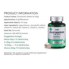Chondroitin Tablets for Dogs - Joint Support Supplement for Senior Dogs, 200 Count Glucosamine & MSM for Hip & Joint Health