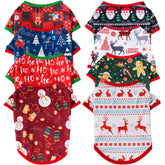 Christmas Pet T-Shirt - Santa & Snowflake Holiday Outfit for Dogs & Cats