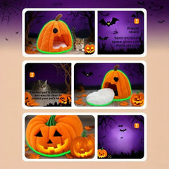 Christmas Pumpkin Pet Bed – Warm Winter Cat & Dog House with Removable Cushion