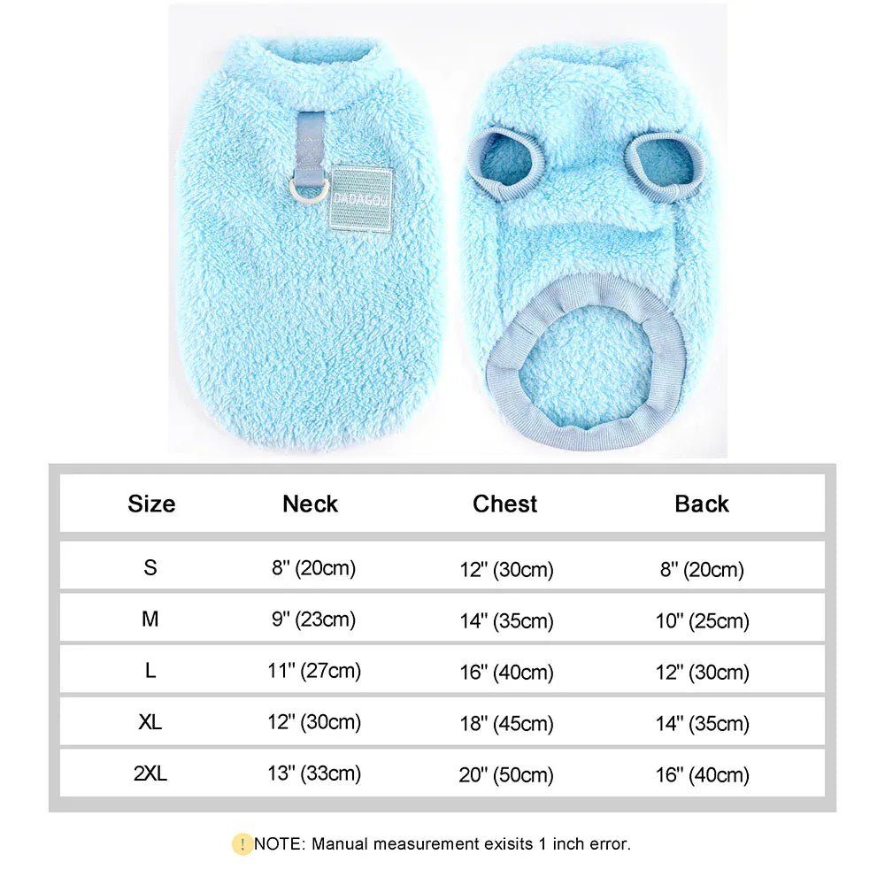 Coral Fleece Pet Vest - Soft Warm Sweater for Small Breeds & Cats