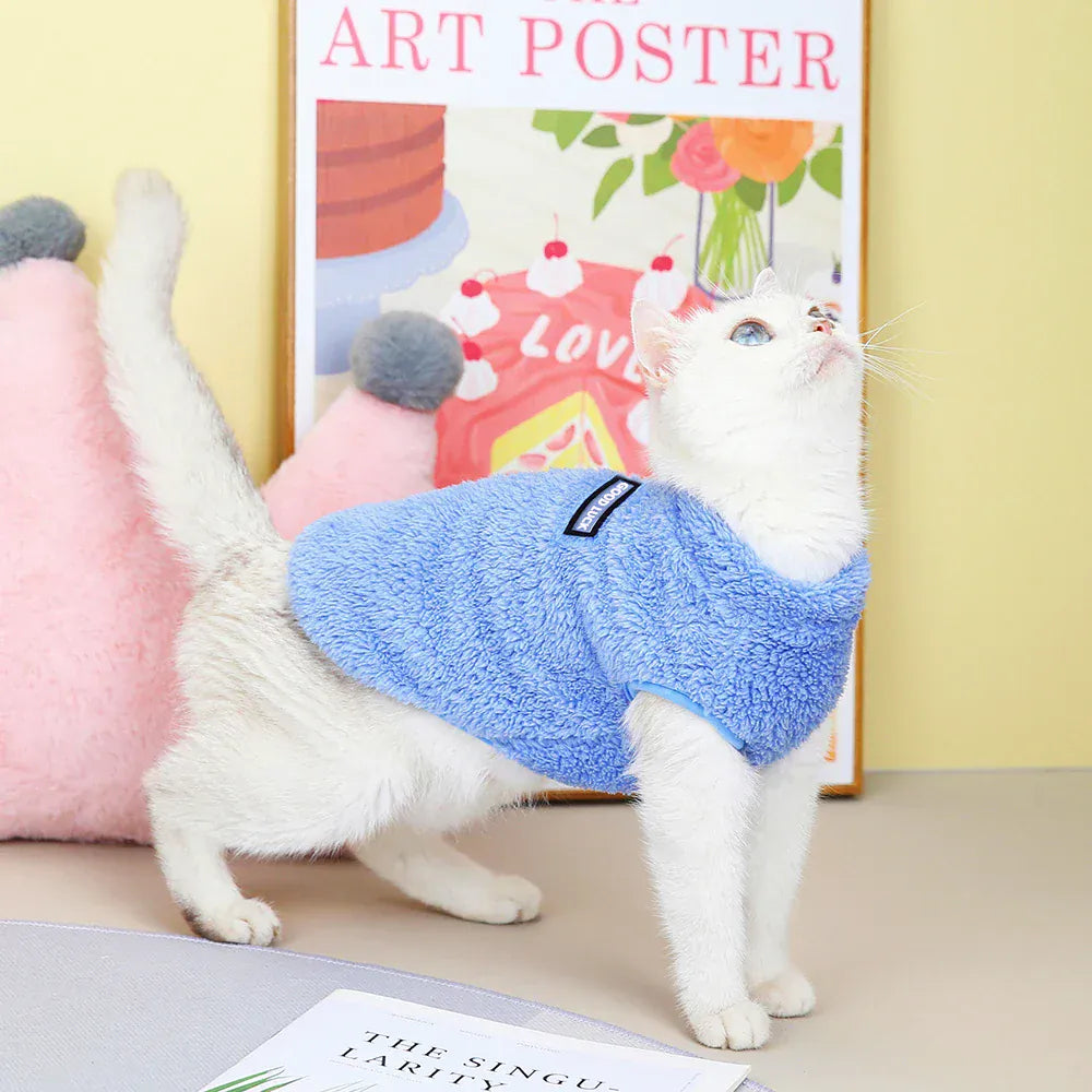 Coral Fleece Pet Vest - Soft Warm Sweater for Small Breeds & Cats