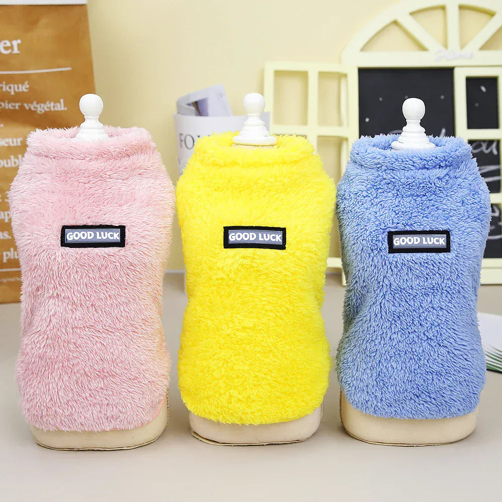Coral Fleece Pet Vest - Soft Warm Sweater for Small Breeds & Cats