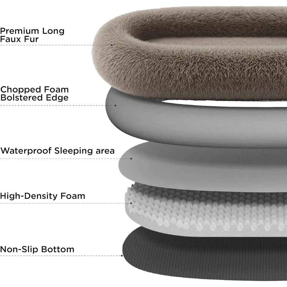 DAFIFY Human Dog Bed for Adults - Giant 71x44 Inch Calming Couch with Orthopedic Support & Storage Pocket, Washable Cover, Fits People and Pets