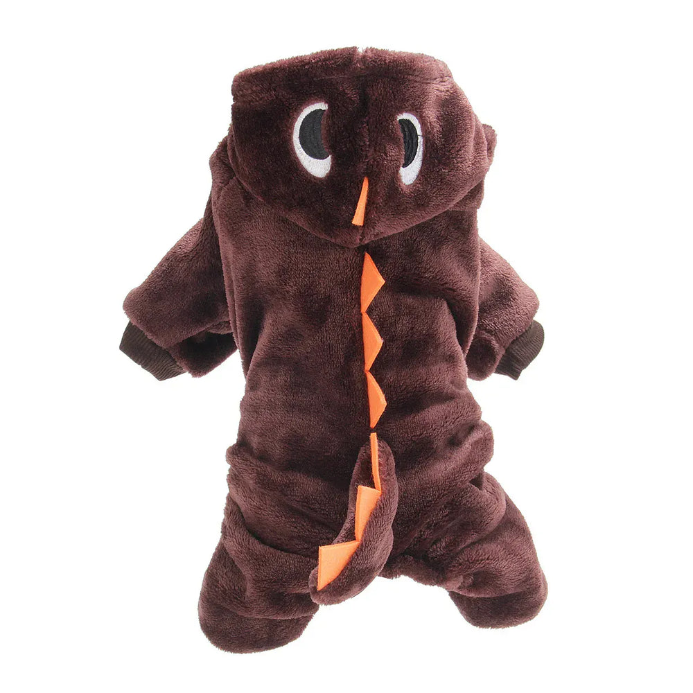 Dinosaur Dog Pajamas - Flannel Costume for Small Dogs & French Bulldogs