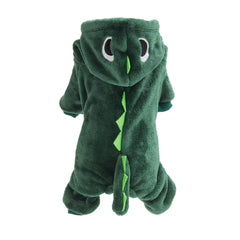Dinosaur Dog Pajamas - Flannel Costume for Small Dogs & French Bulldogs