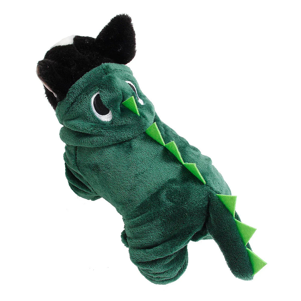 Dinosaur Dog Pajamas - Flannel Costume for Small Dogs & French Bulldogs