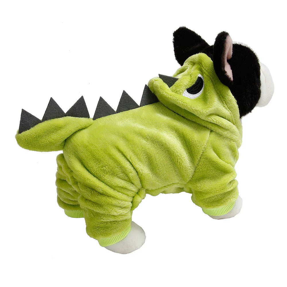 Dinosaur Dog Pajamas - Flannel Costume for Small Dogs & French Bulldogs