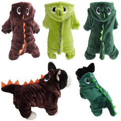 Dinosaur Dog Pajamas - Flannel Costume for Small Dogs & French Bulldogs