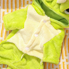 Dinosaur Transforming Dog Clothes - Flannel Winter Jumpsuit with Fun Costume Design