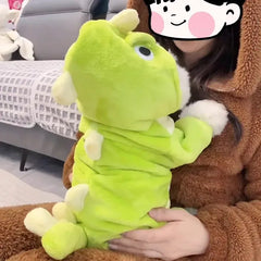 Dinosaur Transforming Dog Clothes - Flannel Winter Jumpsuit with Fun Costume Design