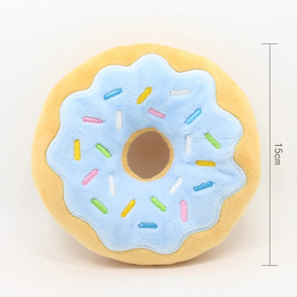 Dog Donut Plush Squeaky Toy | Soft Chew Sound Toy for Puppies & Small Dogs