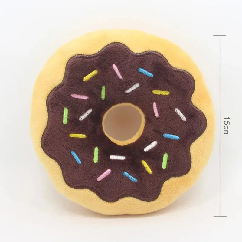 Dog Donut Plush Squeaky Toy | Soft Chew Sound Toy for Puppies & Small Dogs