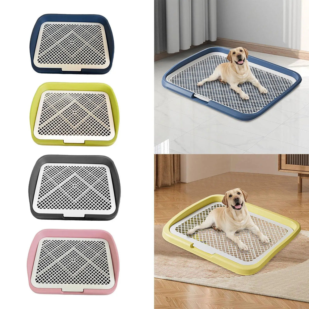 Dog Litter Box with Post - Indoor Potty Tray for Small Medium Dogs
