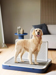 Dog Toilet with Baffle - Anti-Splash Potty Training Pan with Removable Net, Puppy Litter Box for Small Pets and Dogs
