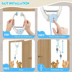 Door HanginDoor Hanging Auto-Rebound Cat Toy | Retractable Kitten Teaser with 3 Colorful Mice | Interactive Indoor Cat Exercise Toyg Auto-Rebound Cat Toy, Retractable Kitten Teaser with 3 Colorful Mice, Interactive Pet Play Toy for Indoor Cats