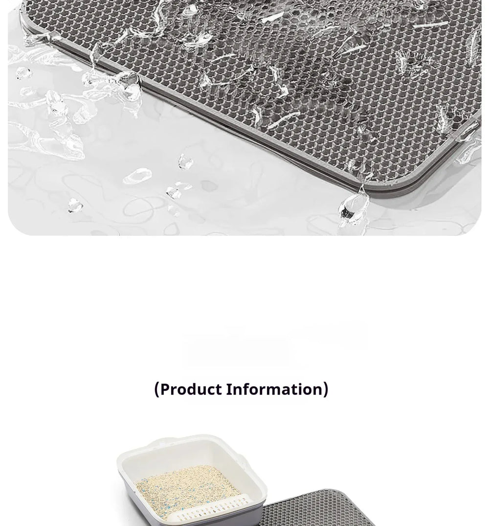 Double Layer Cat Litter Mat - Waterproof Washable Litter Trapper with Non-Slip Base