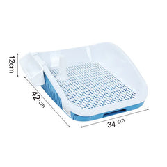 Double Layer Dog Toilet with Pee Post - Indoor Potty Training Tray for Dogs