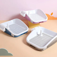 Double Layer Dog Toilet with Pee Post - Indoor Potty Training Tray for Dogs
