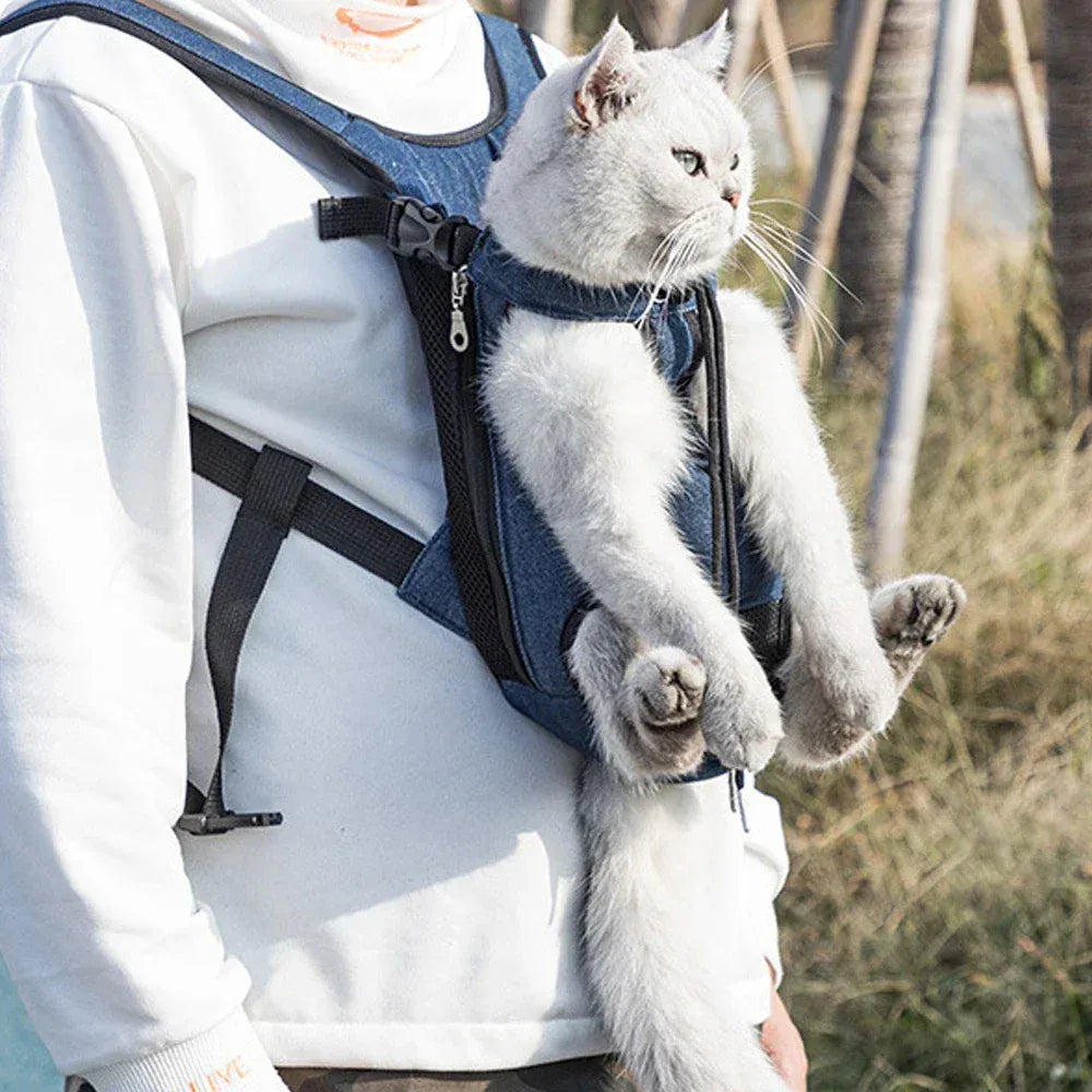 Dual Shoulder Pet Carrier Backpack - Portable Breathable Cat & Dog Travel Bag with Legs-Out Design, Multiple Size Options (S to XL)