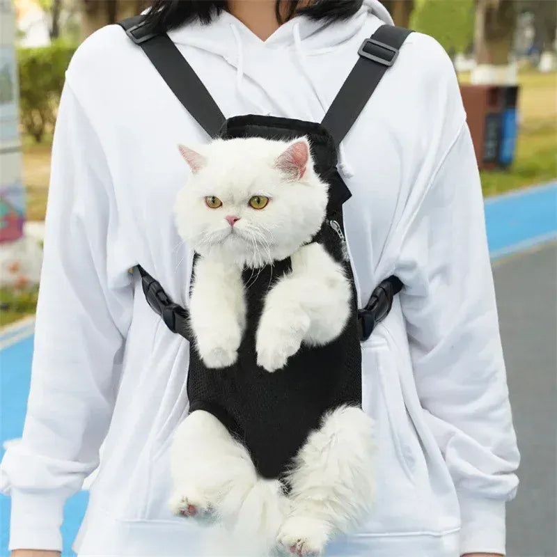 Dual Shoulder Pet Carrier Backpack - Portable Breathable Cat & Dog Travel Bag with Legs-Out Design, Multiple Size Options (S to XL)