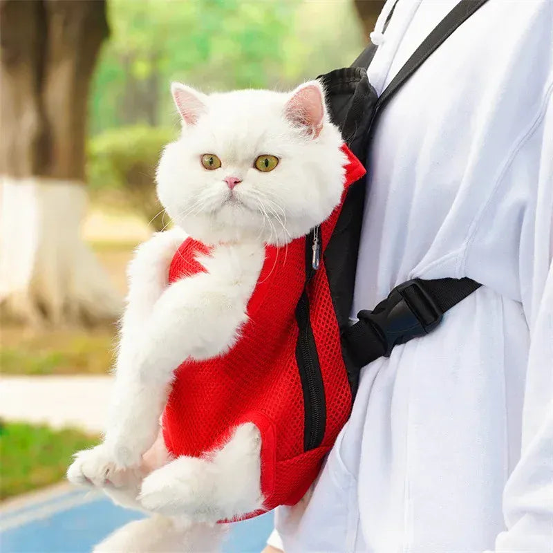 Dual Shoulder Pet Carrier Backpack - Portable Breathable Cat & Dog Travel Bag with Legs-Out Design, Multiple Size Options (S to XL)