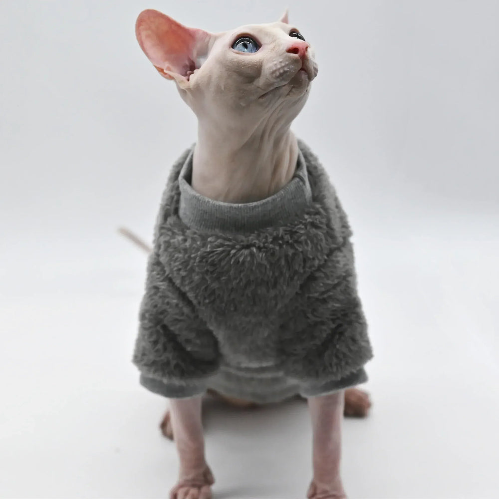 DUOMASUMI Soft Fluffy Double-sided Winter Jacket for Hairless & Sphynx Cats | Thickened Warm Cat Coat | Cozy Pet Outfit
