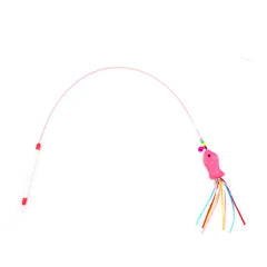 Elastic Cat Teaser Wand Toy | Interactive Plush Fish Stick | Funny Kitten Play Toy