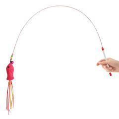Elastic Cat Teaser Wand Toy | Interactive Plush Fish Stick | Funny Kitten Play Toy