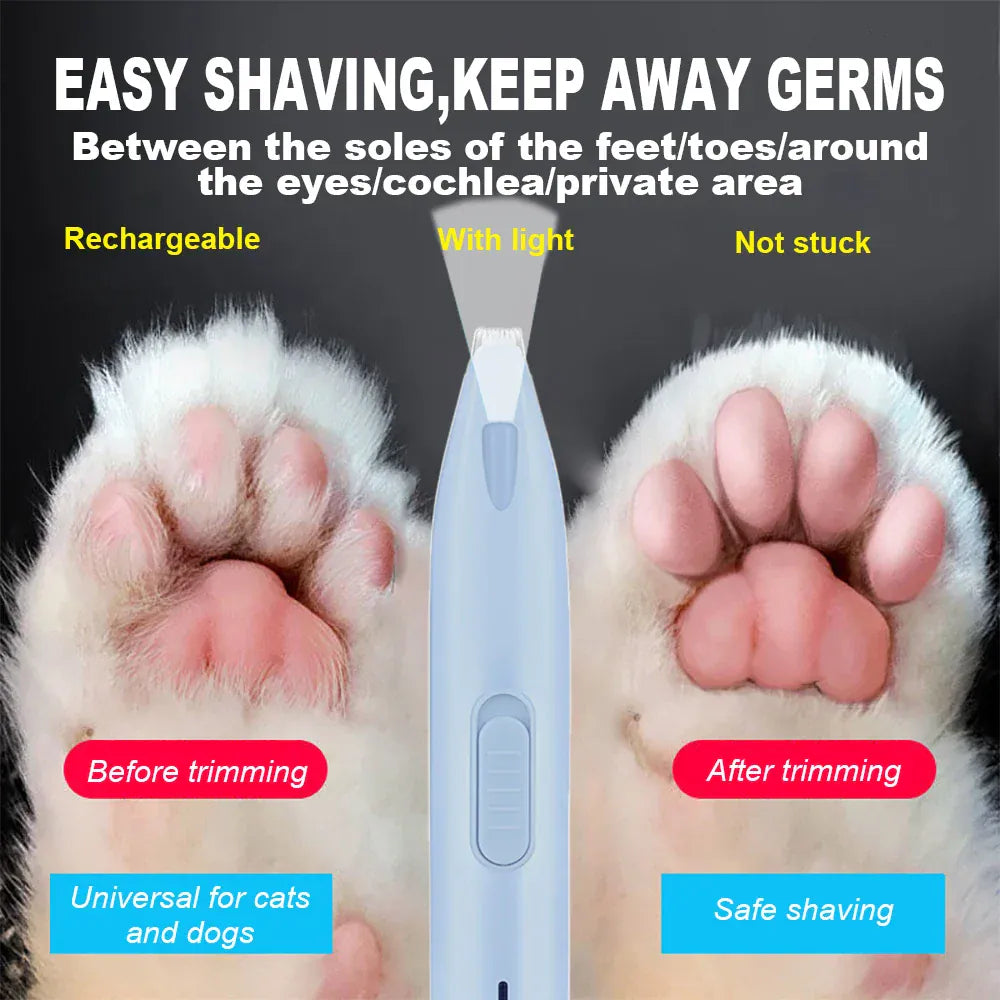 Electric Pet Grooming Kit - Silent Dog Cat Nail Trimmer with LED Light, Paw Hair Clipper & Ear/Nose Trimmer for Safe At-Home Grooming