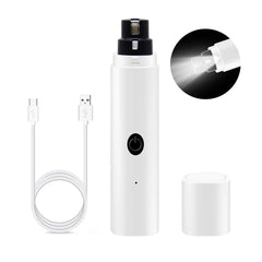Electric Pet Nail Grinder - Rechargeable USB Dog & Cat Nail Clipper with LED Light, 2 Speeds & 3 Grinding Heads, Quiet Paws Grooming Tool