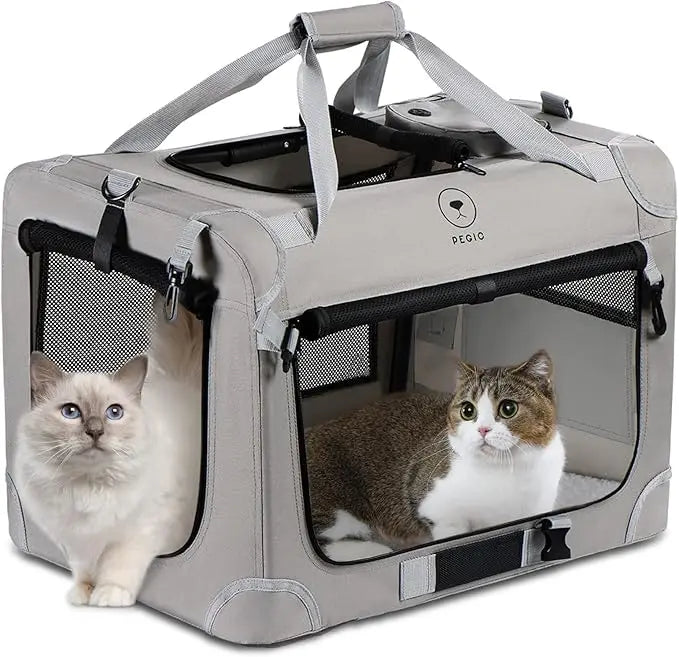 Extra Large Cat Carrier for 2 Cats – Portable Collapsible Soft Sided Pet Travel Carrier 24x16x16 Inches