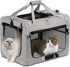 Extra Large Cat Carrier for 2 Cats – Portable Collapsible Soft Sided Pet Travel Carrier 24x16x16 Inches