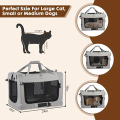 Extra Large Cat Carrier for 2 Cats – Portable Collapsible Soft Sided Pet Travel Carrier 24x16x16 Inches
