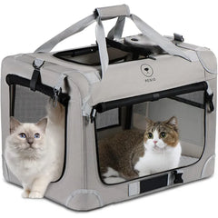 Extra Large Cat Carrier for 2 Cats – Portable Collapsible Soft Sided Pet Travel Carrier 24x16x16 Inches