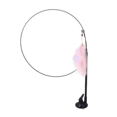 Feather Teaser Stick for Cats - Suction Cup Mount Interactive Bird Toy Safe