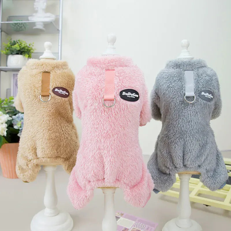 Fleece Dog Pajamas - Cozy Winter Sleepwear for Small Breeds & Cats