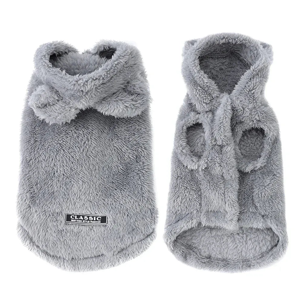 Fleece Pet Hoodie - Winter Cat & Dog Sweater for Small Breeds
