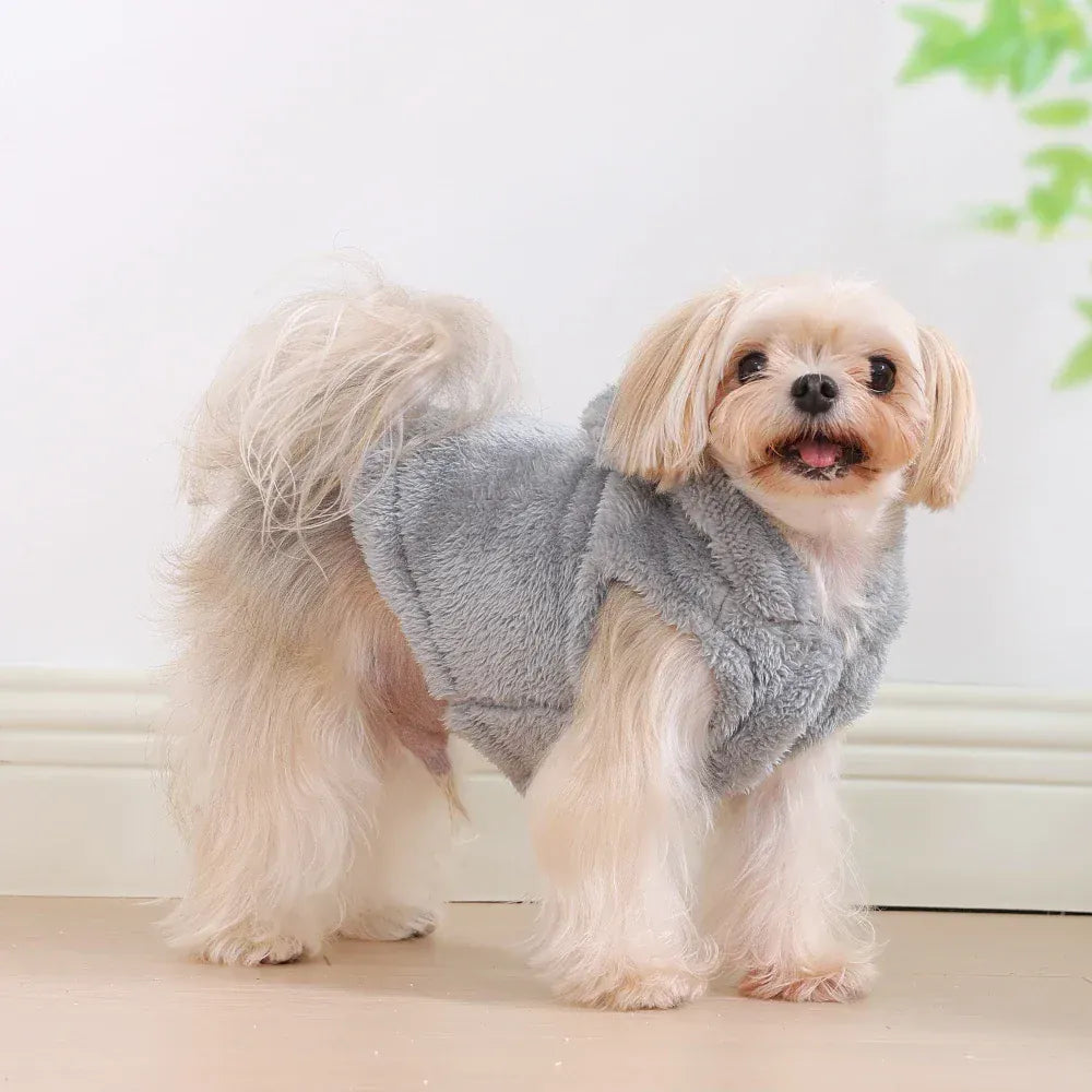 Fleece Pet Hoodie - Winter Cat & Dog Sweater for Small Breeds