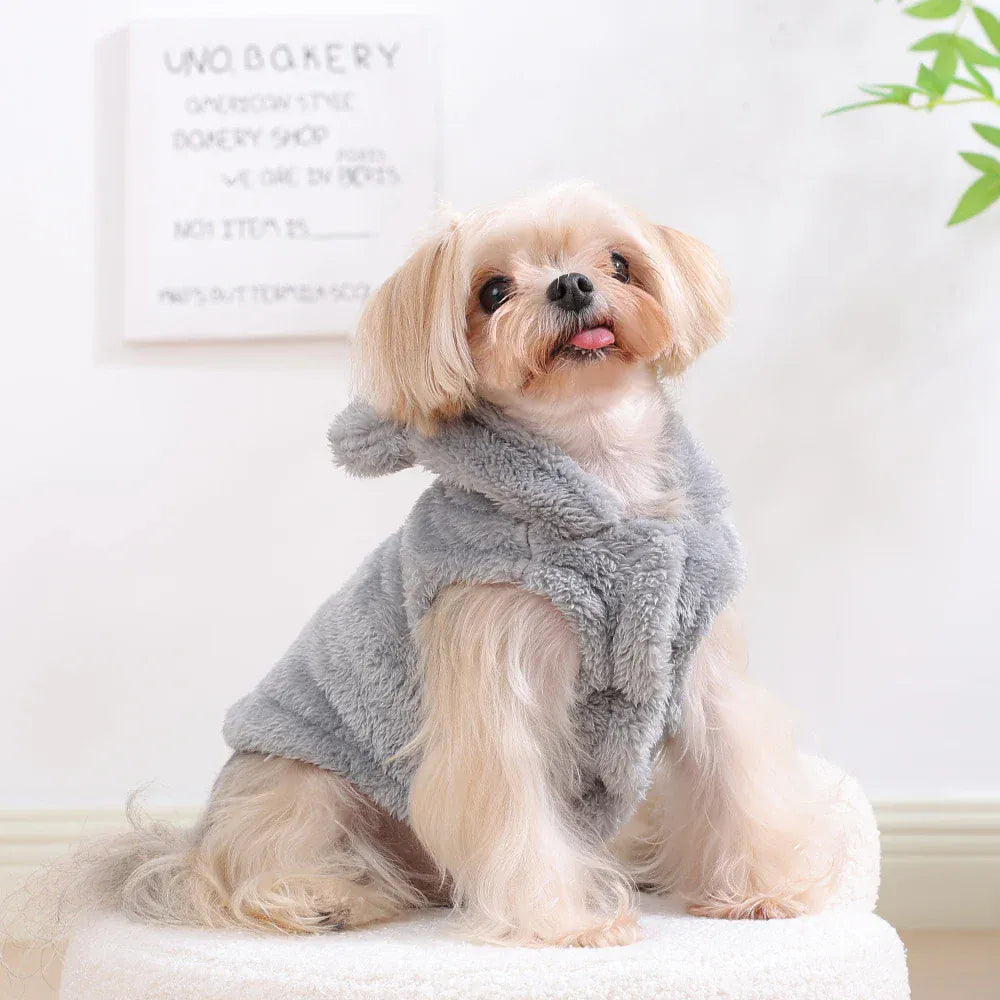 Fleece Pet Hoodie - Winter Cat & Dog Sweater for Small Breeds
