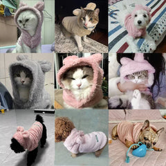 Fleece Pet Hoodie - Winter Cat & Dog Sweater for Small Breeds
