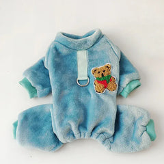 Fleece Warm Pet Clothes – Winter Dog Jumpsuit Pajamas | Pomeranian & Small Dog Nightshirt | Cozy Puppy & Cat Overalls Pijamas