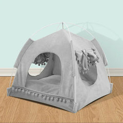 Foldable Cat Tent Bed - Flower Pattern Pet House Kennel Cushion Princess Design
