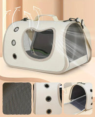 Foldable Pet Carrier Bag for Small Dogs & Cats - Portable Breathable Shoulder Cat Bag, Outdoor Travel Kitten Carrying Sling (40x26x22cm)