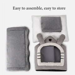 Foldable Pet House - Winter Warm Dog Bed & Cat Kennel with Removable Mattress, Arctic Velvet Folding Cabin for Small Medium Dogs & Cats