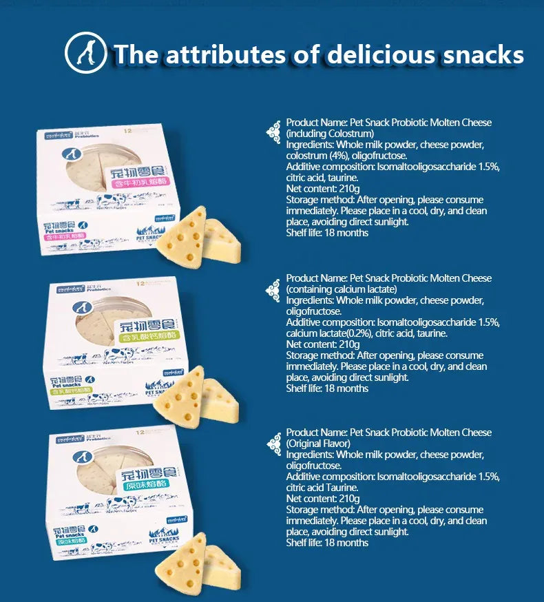 Freeze-Dried Cheese Pet Snacks | High-Calcium Nutrient-Rich Treats for Cats & Dogs | Digestive Aid & Dairy Supplement