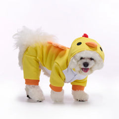 Funny Yellow Chicken Dog Costume | Winter Pet Outfit for Christmas & Halloween | Warm Puppy Jumpsuit for Bulldogs & Teddies